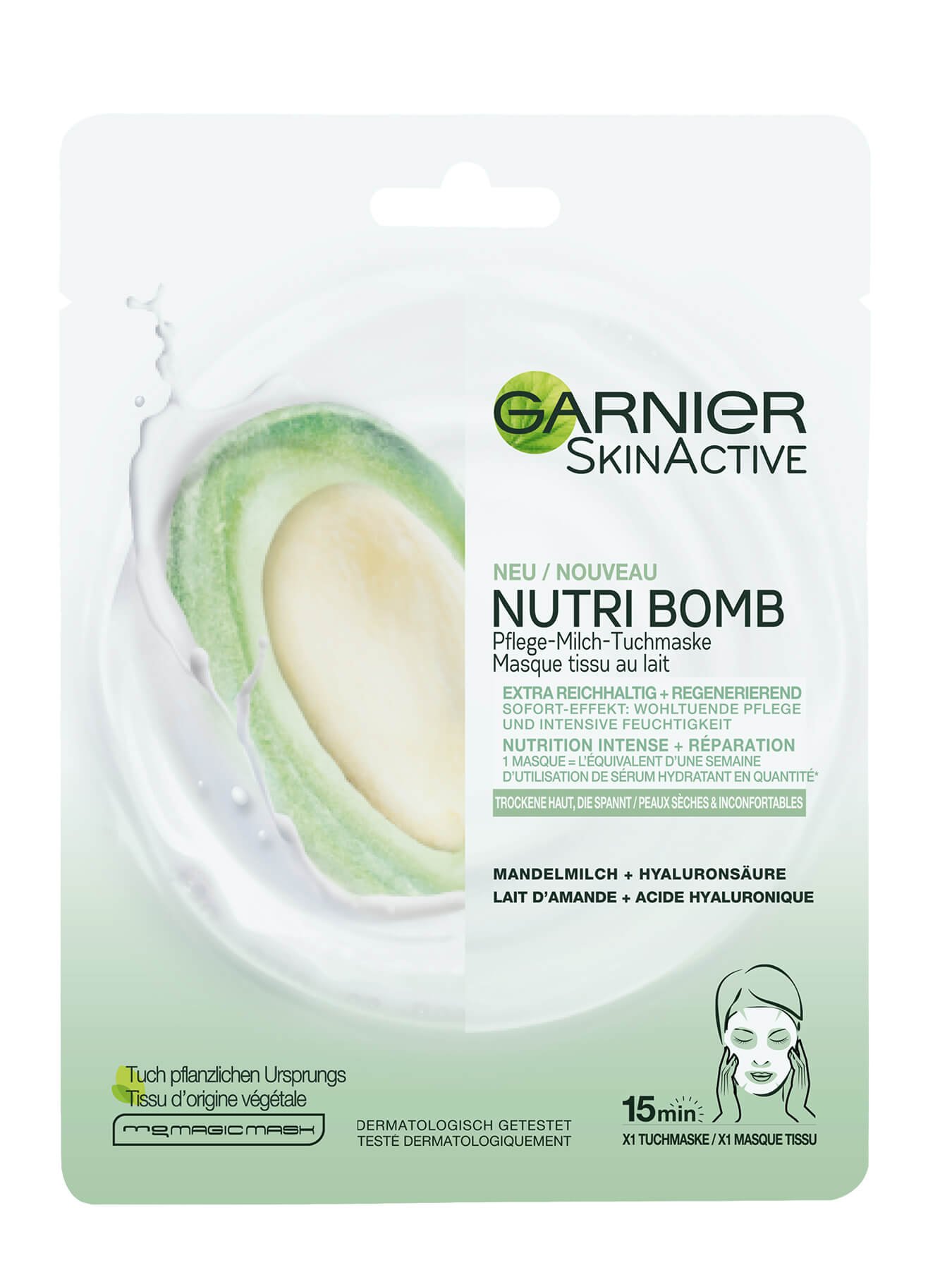 Voorkant verpakking Nutribomb Amandel Sheet Mask